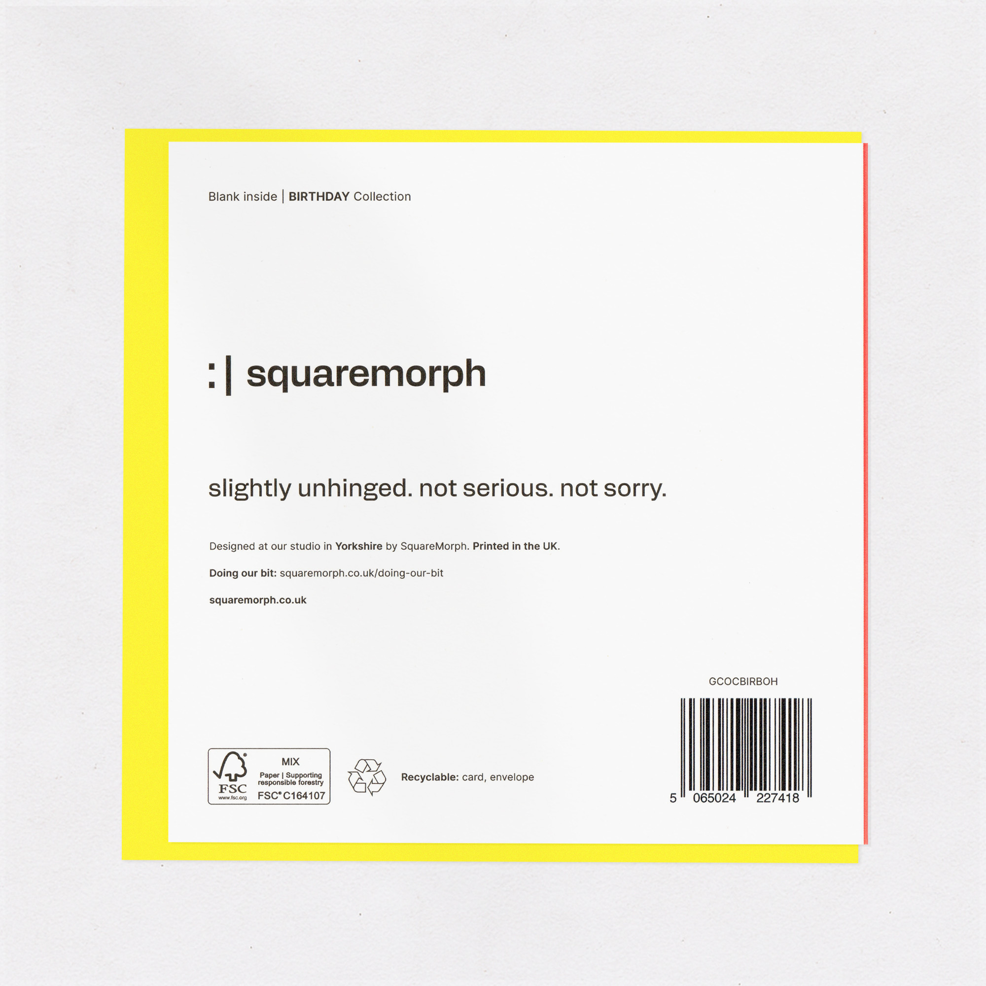 Have a Big One Tonight - Funny Birthday Card, the back of the card, showing the barcode and FSC mark.
