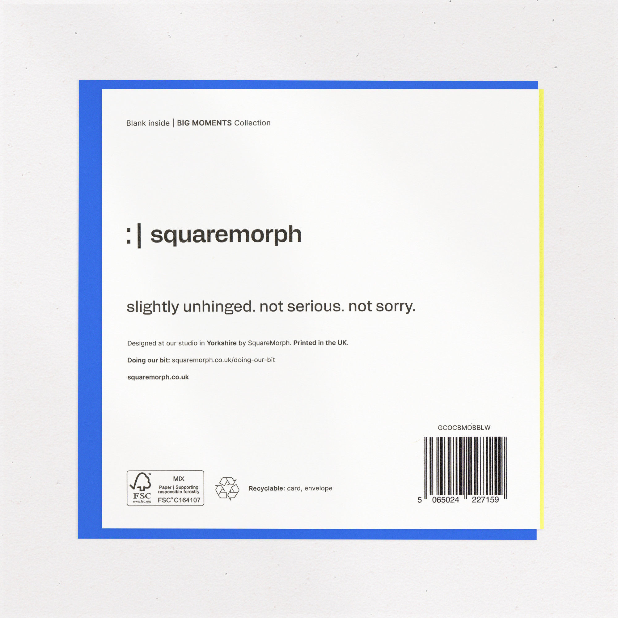 Mr & Mrs Wedding Card - Funny Congrats for Couples, the back of the card, showing the barcode and FSC mark.