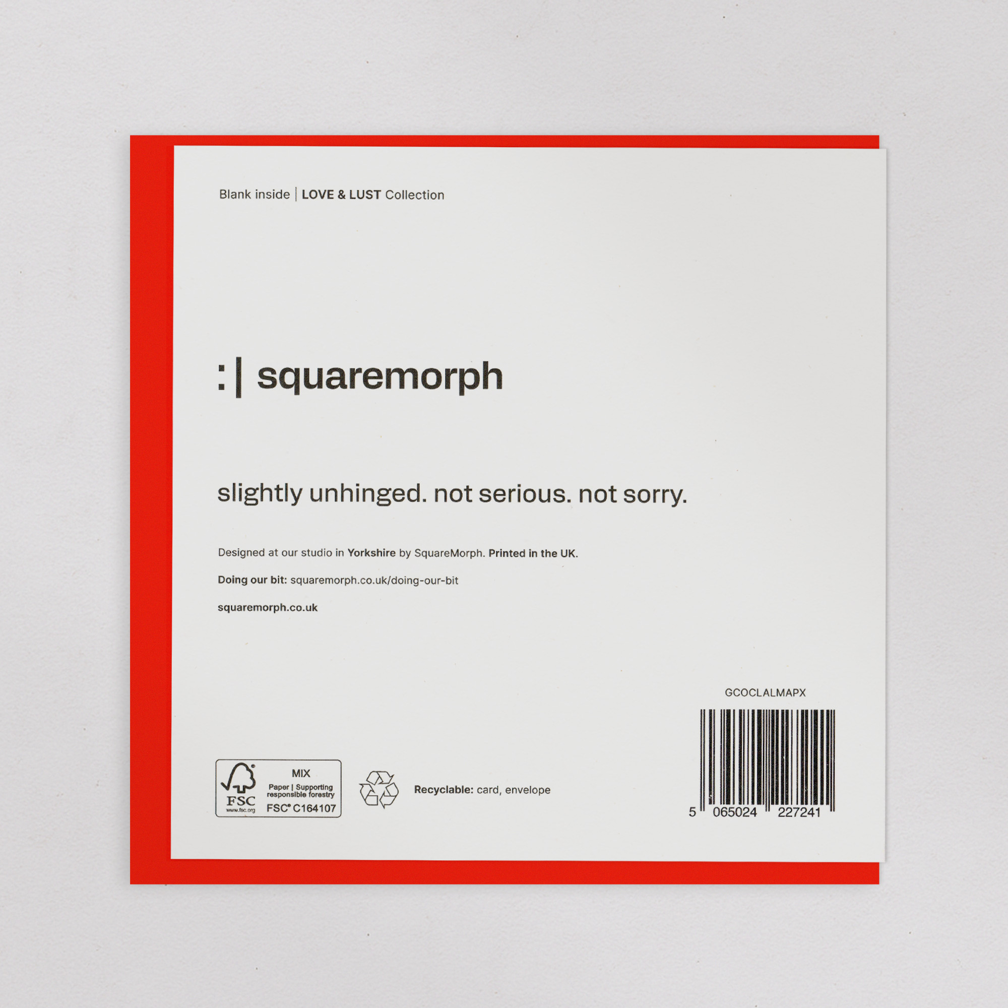 My Best Friend and My Most Annoying Person - Funny Friendship Card, the back of the card, showing the barcode and FSC mark.