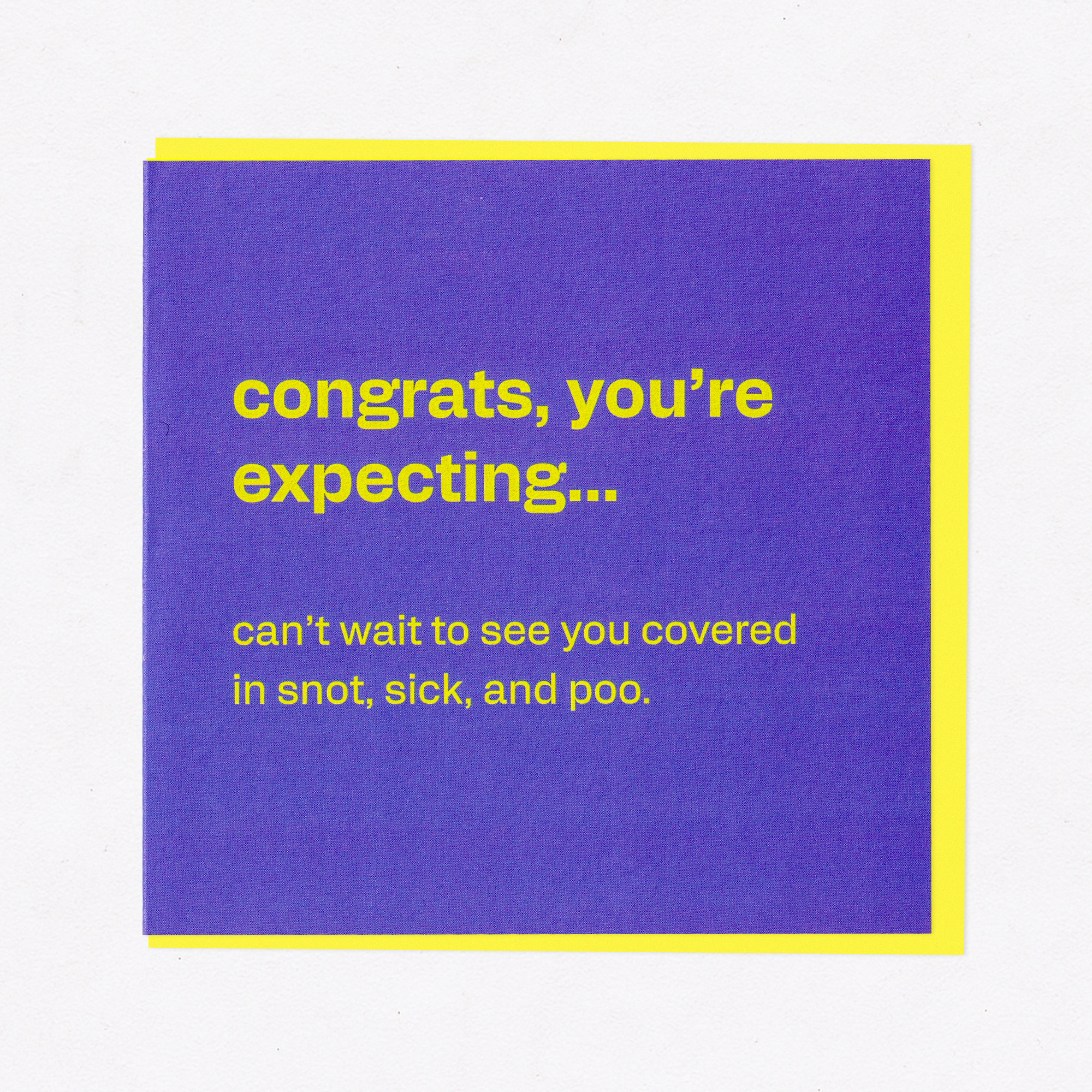 Congrats You're Expecting - Funny Card for New Parents, the front of the card, photographed straight on.