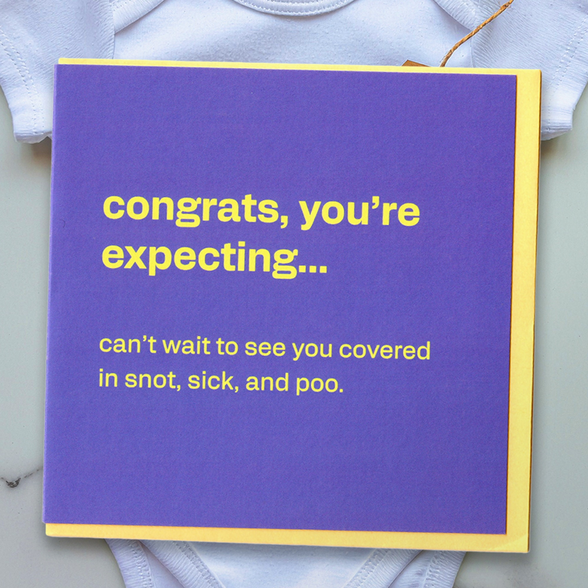 Congrats You're Expecting - Funny Card for New Parents, in a real setting.